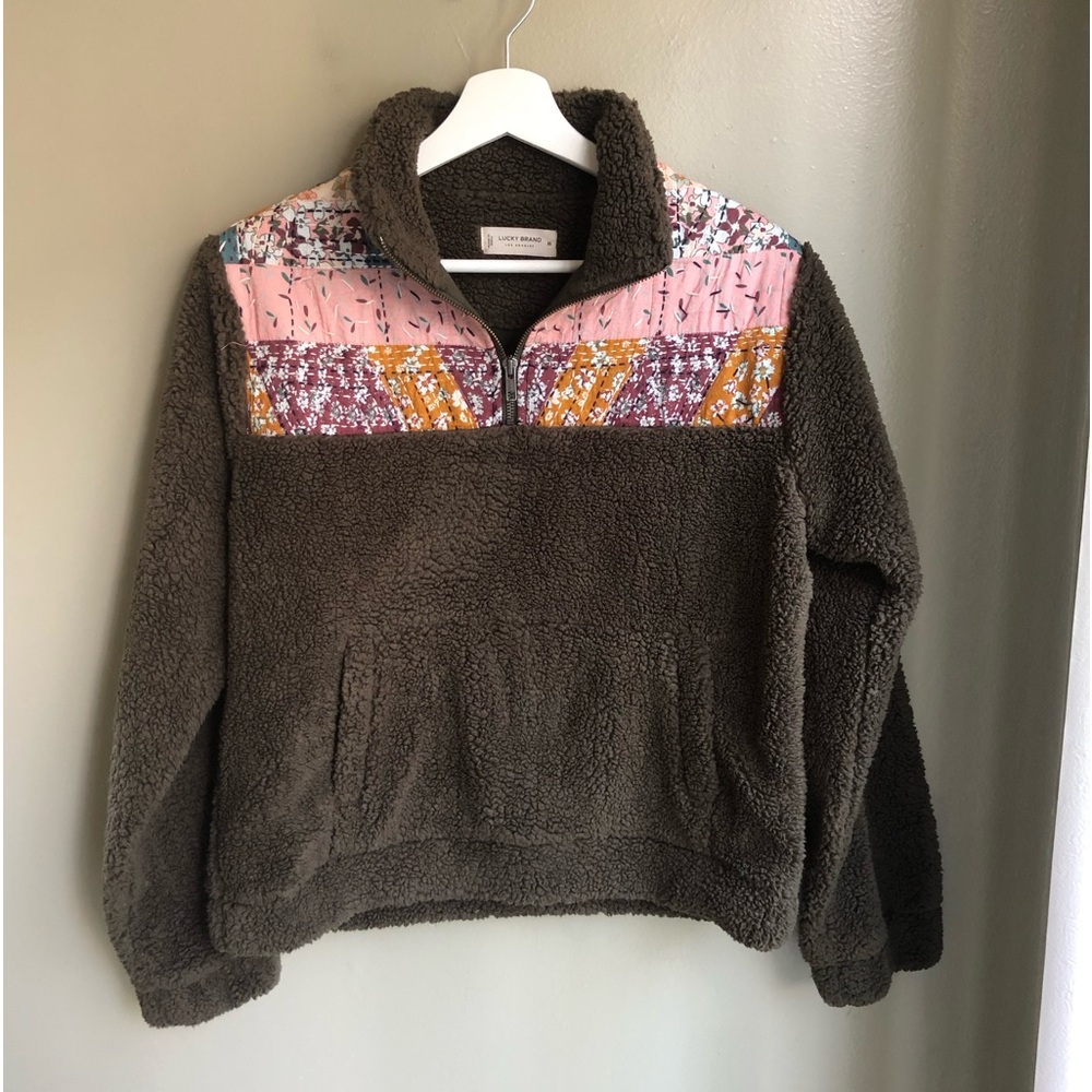 Lucky Brand Half Zip Quilted Hi-Pile Pullover Size: XS